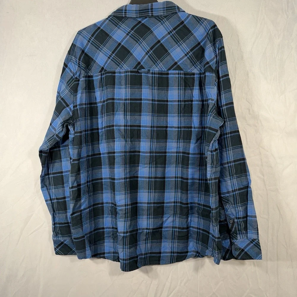 Hurley Long‎ Sleeve Button Shirt Men's Size 2XL Blue Plaid Flannel Cotton Blend